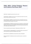 D265 - WGU - Critical Thinking - Reason and Evidence final Exam 2024