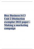 Btec Business lvl 3  Unit 2 Distinction  exemplar 2022 paper - Making a marketing  campaign