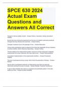 SPCE 630 2024 Actual Exam Questions and Answers All Correct 