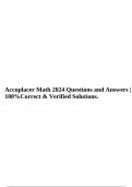Accuplacer Math 2024 Questions and Answers | 100%Correct & Verified Solutions.