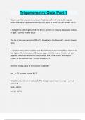 Trigonometry Quiz Part 1 Questions and answers latest update 