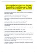 Advanced Esthetic Services Review -- Master Esthetics (Washington State) Exam Study Questions and Answers 2024
