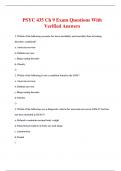 PSYC 435 Abnormal Psychology Exam Package Deal Questions With Verified Solutions