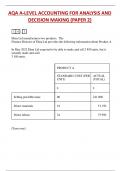 AQA A-LEVEL ACCOUNTING FOR ANALYSIS AND  DECISION MAKING &lpar;PAPER 2&rpar;