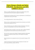 Project Manager &lpar;Quality and Safety&rpar; UPDATED Test Questions and 100&percnt;  CORRECT Answers