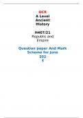 OCR  A Level Ancient History  H407/21 Republic and Empire  Question paper And Mark Scheme  merged 