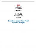 OCR  A Level Ancient History  H407/21 Republic and Empire  Question paper And Mark Scheme merged 
