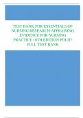 TEST BANK FOR ESSENTIALS OF  NURSING RESEARCH APPRAISING  EVIDENCE FOR NURSING PRACTICE 10TH EDITION POLIT/