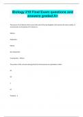Biology 210 Final Exam questions and answers graded A+