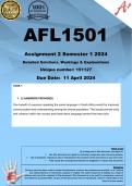 AFL1501 Assignment 2 FORUM &lpar;COMPLETE ANSWERS&rpar; Semester 1 2024 &lpar;151127&rpar; - DUE 11 April 2024 