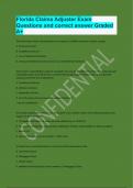 Florida Claims Adjuster Exam Questions and correct answer Graded A&plus;