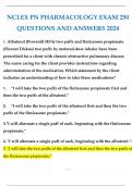 NCLEX PN PHARMACOLOGY EXAM 250 QUESTIONS AND ANSWERS 2024