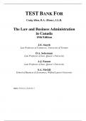 Test Bank For Law and Business Administration in Canada, The, 15th Edition by J E. Smyth, Dan Soberman, A J. Easson, Shelley McGill Chapter 1-32
