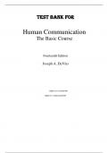 Test Bank For Human Communication The Basic Course, 14th Edition by Joseph A. DeVito Chapter 1-18