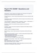 Psych 375- EXAM 1 Questions and Answers 2024 - Graded A