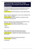 Pharmacology Final Exam review &lpar;questions and answers from ATI book and evolve&rpar;