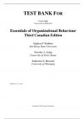 Test Bank For Essentials of Organizational Behaviour, Canadian Edition, 3rd Edition by Stephen P. Robbins, Katherine Breward, Timothy A. Judge Chapter 1-14