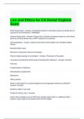 Law and Ethics for CA Dental Hygiene Exam with 100&percnt; correct Answers