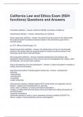 California Law and Ethics Exam &lpar;RDH functions&rpar; Questions and Answers
