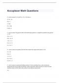 Accuplacer Math Questions exam with verified correct answers 