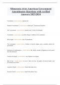 Minnesota civics American Government Amendments Questions with verified Answers 2023&sol;2024