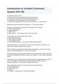 Introduction to Incident Command System ICS-100 questions and answers latest 2024