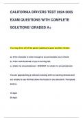 CALIFORNIA DRIVERS TEST 2024-2025  EXAM QUESTIONS WITH COMPLETE  SOLUTIONS GRADED A&plus;