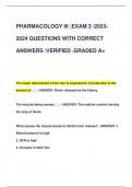 PHARMACOLOGY III &colon;EXAM 3 2023- 2024 QUESTIONS WITH CORRECT  ANSWERS VERIFIED &period;GRADED A&plus;