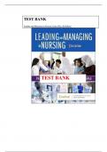 Test Bank For Leading and Managing in Nursing 8th Edition By Patricia S.Chapter 1- 25 / Complete Questions and Answers A+ Yoder-Wise; Susan Sportsman
