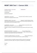 MGMT 3000 Test 1 - Cannon UGA Study Guide With Explanation Of Answers&period;