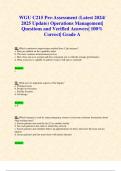 WGU C215 Pre-Assessment (Latest 2024/ 2025 Update) Operations Management| Questions and Verified Answers| 100% Correct| Grade A