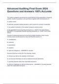 Advanced Auditing Final Exam 2024 Questions and Answers 100% Accurate 