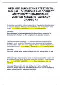 HESI MED SURG EXAM LATEST EXAM 2024 &vert; ALL QUESTIONS AND CORRECT ANSWERS WITH RATIONALES &vert; VERIFIED ANSWERS &vert; ALREADY GRADED A&plus;