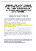MED SURG HESI LATEST EXAM AND STUDY GUIDE 2024 | ALL QUESTIONS AND CORRECT ANSWERS WITH RATIONALES | VERIFIED ANSWERS | ALREADY GRADED A+