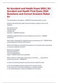 NJ Accident and Health Exam 2024 &vert; NJ  Accident and Health Final Exam 2024  Questions and Correct Answers Rated  A&plus;