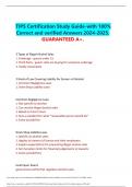 TIPS Certification Study Guide-with 100 Correct and verified Answers 2024-2025. GUARANTEED A+.