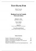 Test Bank For Business Law in Canada, 13th Edition by Richard A. Yates, Trevor Clarke, Angus Ng, Teresa Bereznicki-Korol Chapter 1-15