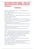 EPIC OR350 STUDY GUIDE &ndash; TEST 2023 QUESTIONS AND ANSWERS ALREADY PASSED A&plus; VERIFIED
