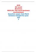 OCR AS Level Business H031/01 The local business environment Question paper And Mark Scheme merged for June 2023 