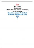 OCR AS Level Business H031/02 The wider business environment Question paper And Mark Scheme merged for June 2023 