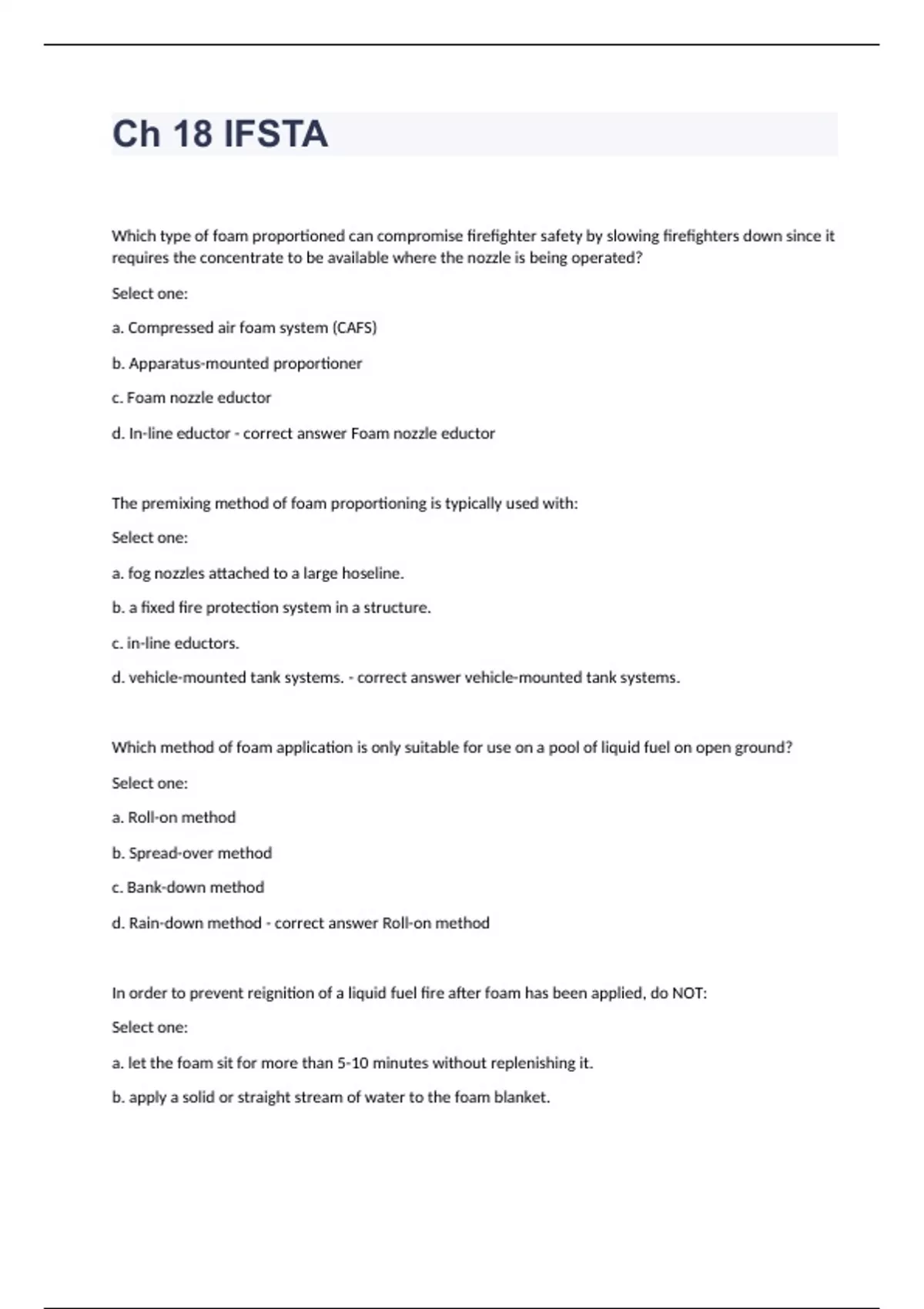 Ch 18 IFSTA question n answers graded A+ 2024/2025 - IFSTA - Stuvia US