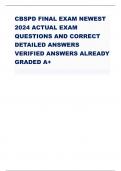 CBSPD FINAL EXAM NEWEST 2024 ACTUAL EXAM QUESTIONS AND CORRECT DETAILED ANSWERS VERIFIED ANSWERS ALREADY GRADED A+