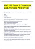 BIO 182 Exam 2 Questions and Answers All Correct
