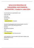 WGU D196 PRINCIPALS OF MANAGERIAL AND FINANCIAL ACCOUNTING &vert; Graded A&plus; Latest 2024 