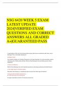 NSG 6420 WEEK 5 EXAM  LATEST UPDATE  2024|VERIFIED EXAM  QUESTIONS AND CORRECT  ANSWERS ALL GRADED  A+|GUARANTEED PASS