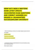 NRNP 6675 WEEK 6 MIDTERM  EXAM LATEST UPDATE  2024|VERIFIED EXAM QUESTIONS  AND CORRECT ANSWERS ALL  GRADED A+|GUARANTEED  SUCCESS|WALDEN UNIVERSITY