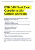 BSN 346 Final Exam Questions with Correct Answers