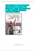TEST BANK for Law and Business  Administration in Canada&comma; 15th  Edition by J&period; Smyth&comma; Dan Soberman&comma;  A&period; 100&percnt; VERIFIED ANSWERS  2024&sol;2025 CORRECT