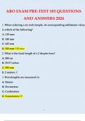 ABO CERTIFICATION EXAM PRE-TEST 183 QUESTIONS AND ANSWERS 2024