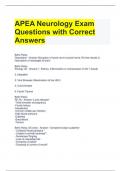 APEA Neurology Exam Questions with Correct Answers 
